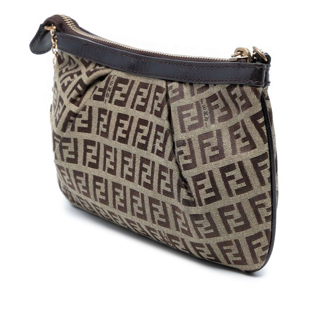 Fendi Zucchino Canvas Chain Pochette - Back view