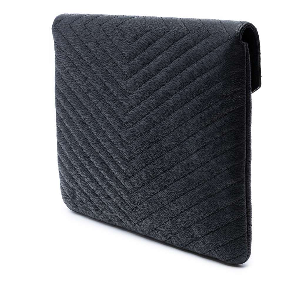 Chanel Medium Chevron Caviar Envelope Clutch - Back view