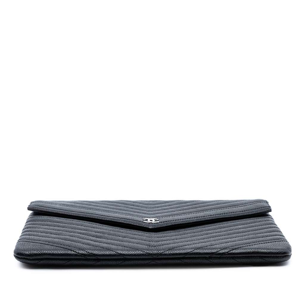 Chanel Medium Chevron Caviar Envelope Clutch - Image 6