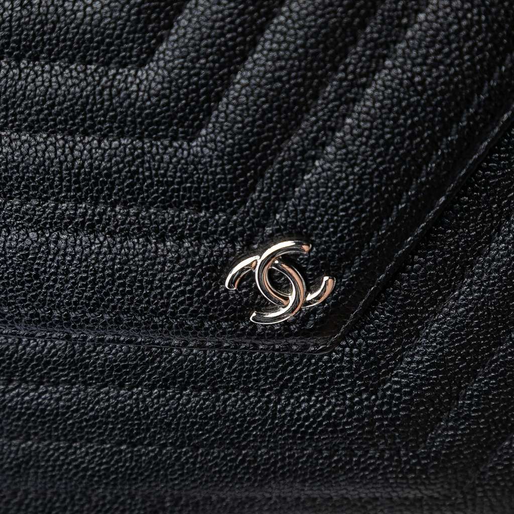 Chanel Medium Chevron Caviar Envelope Clutch - Side view