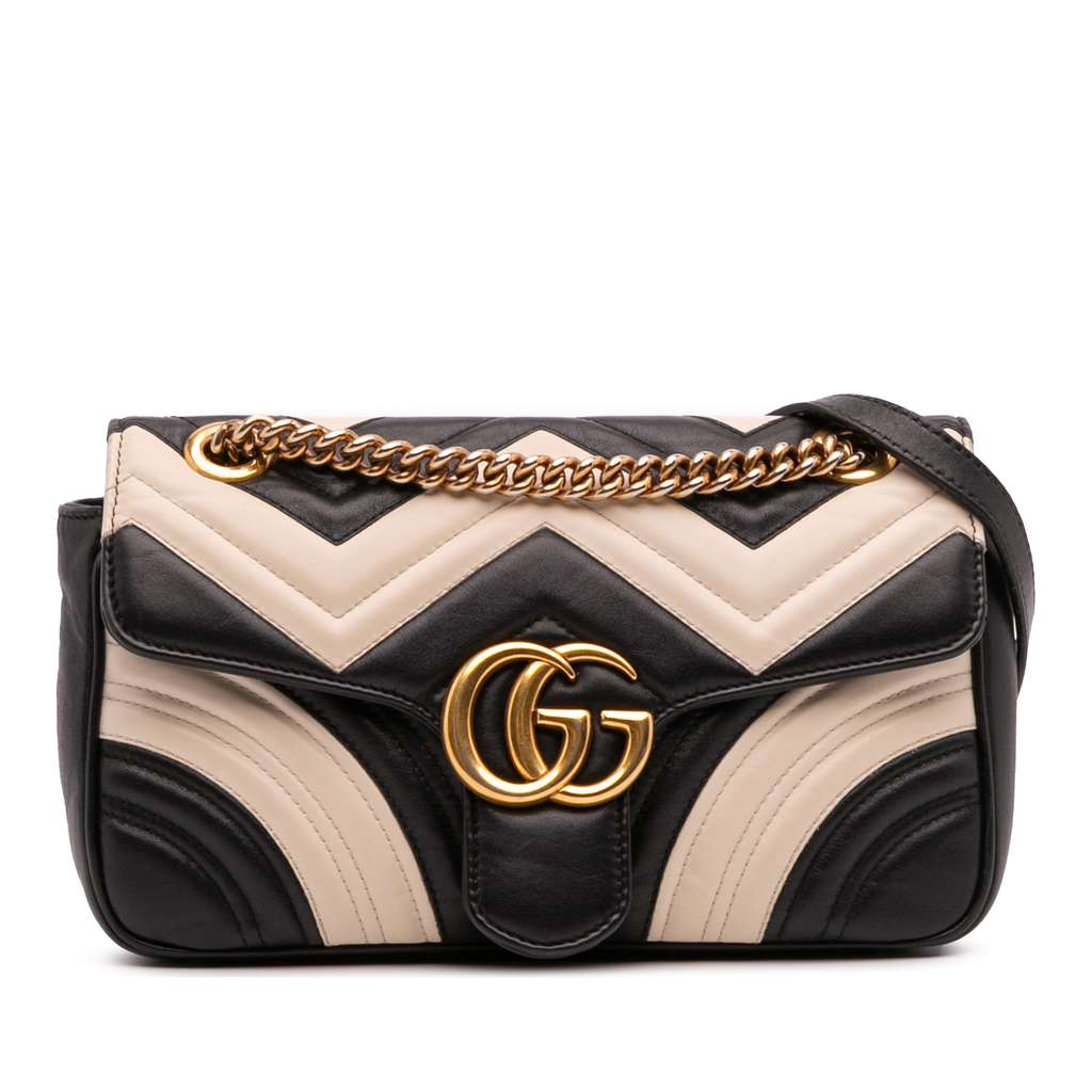 Gucci Medium GG Marmont Bicolor Matelasse Leather Shoulder Bag