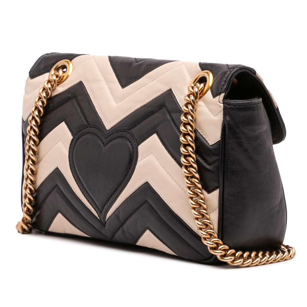 Gucci Medium GG Marmont Bicolor Matelasse Leather Shoulder Bag - Back view