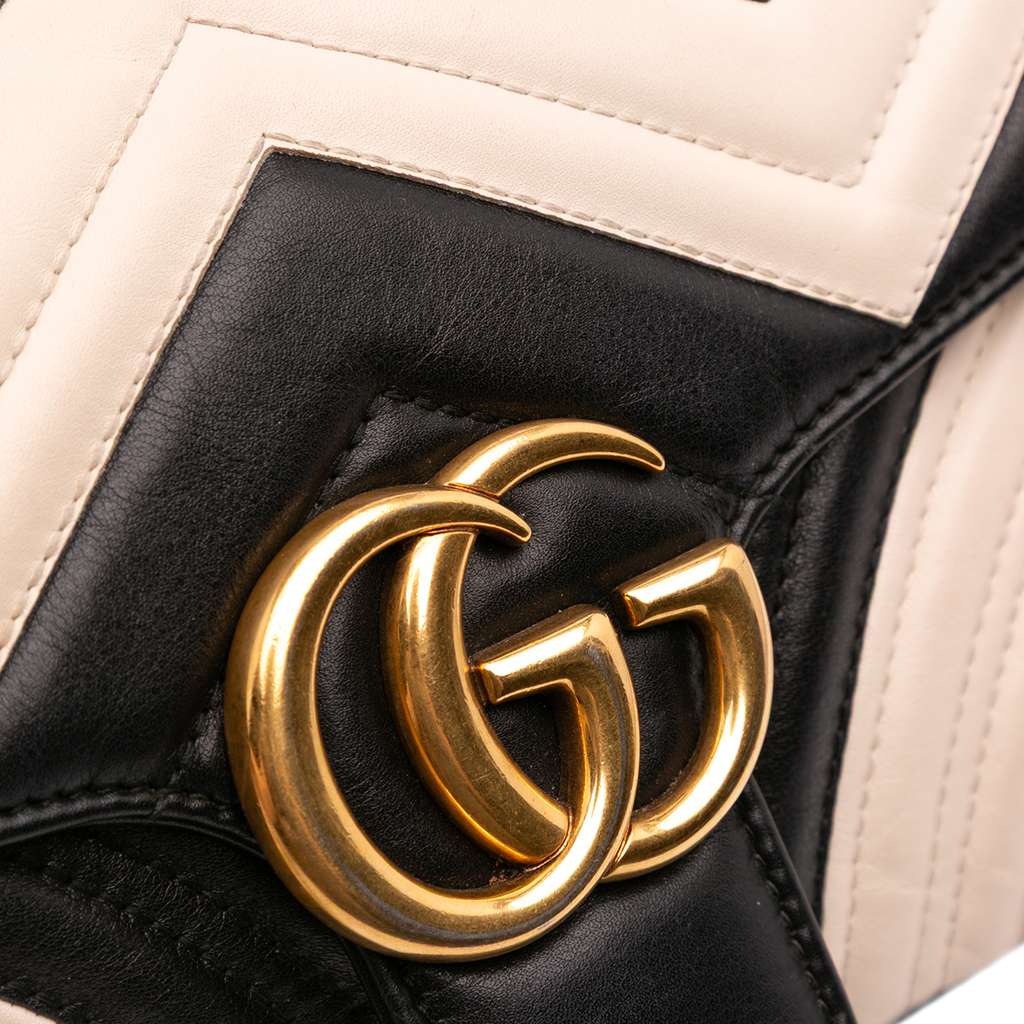 Gucci Medium GG Marmont Bicolor Matelasse Leather Shoulder Bag - Image 10