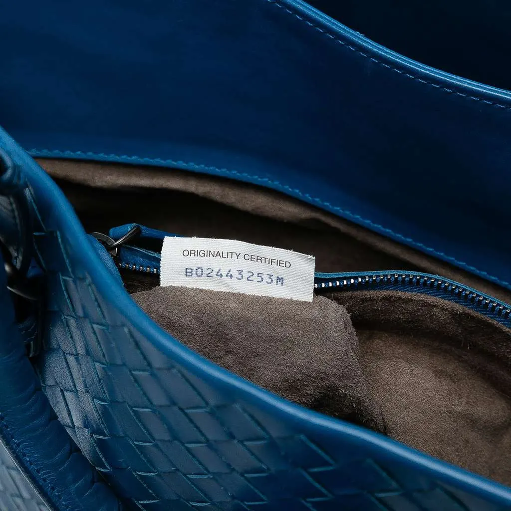 Bottega Veneta Medium Nappa Intrecciato Roma Tote Blue Leather Good - Box View