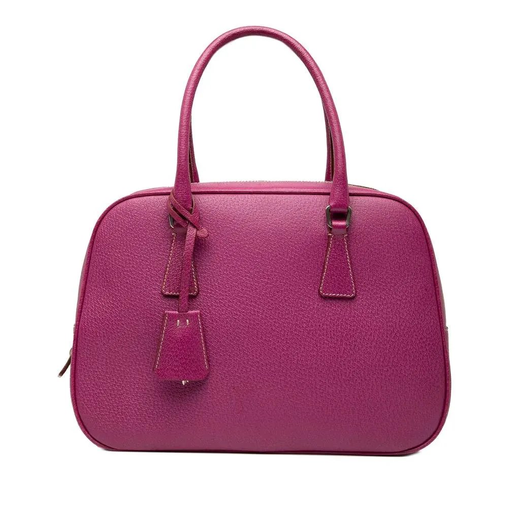 Prada Cinghiale Bauletto Handbag Pink Leather Good - Front View