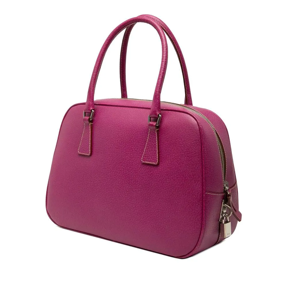 Prada Cinghiale Bauletto Handbag Pink Leather Good - Back View