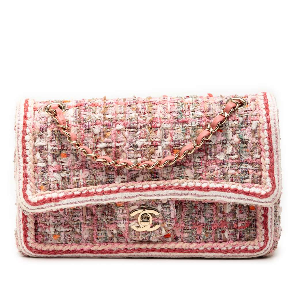 Chanel Medium Classic Quilted Tweed Braided Double Flap