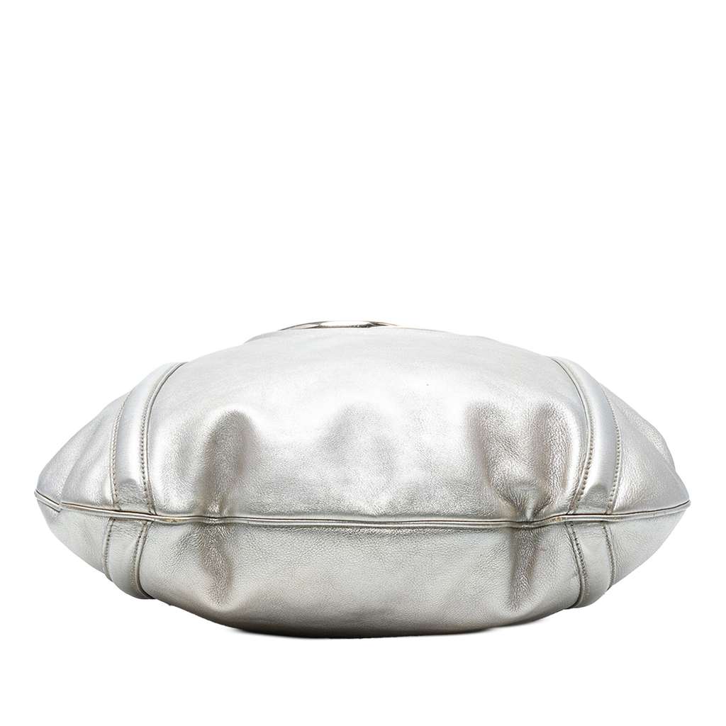 Gucci Medium Metallic Calfskin Web Britt Satchel - Image 6