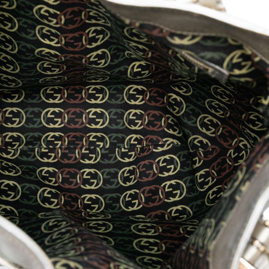 Gucci Medium Metallic Calfskin Web Britt Satchel - 4