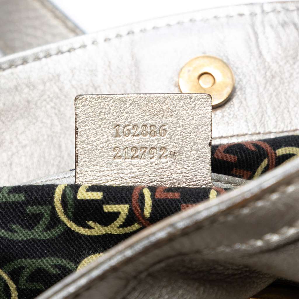 Gucci Medium Metallic Calfskin Web Britt Satchel - Detail 1