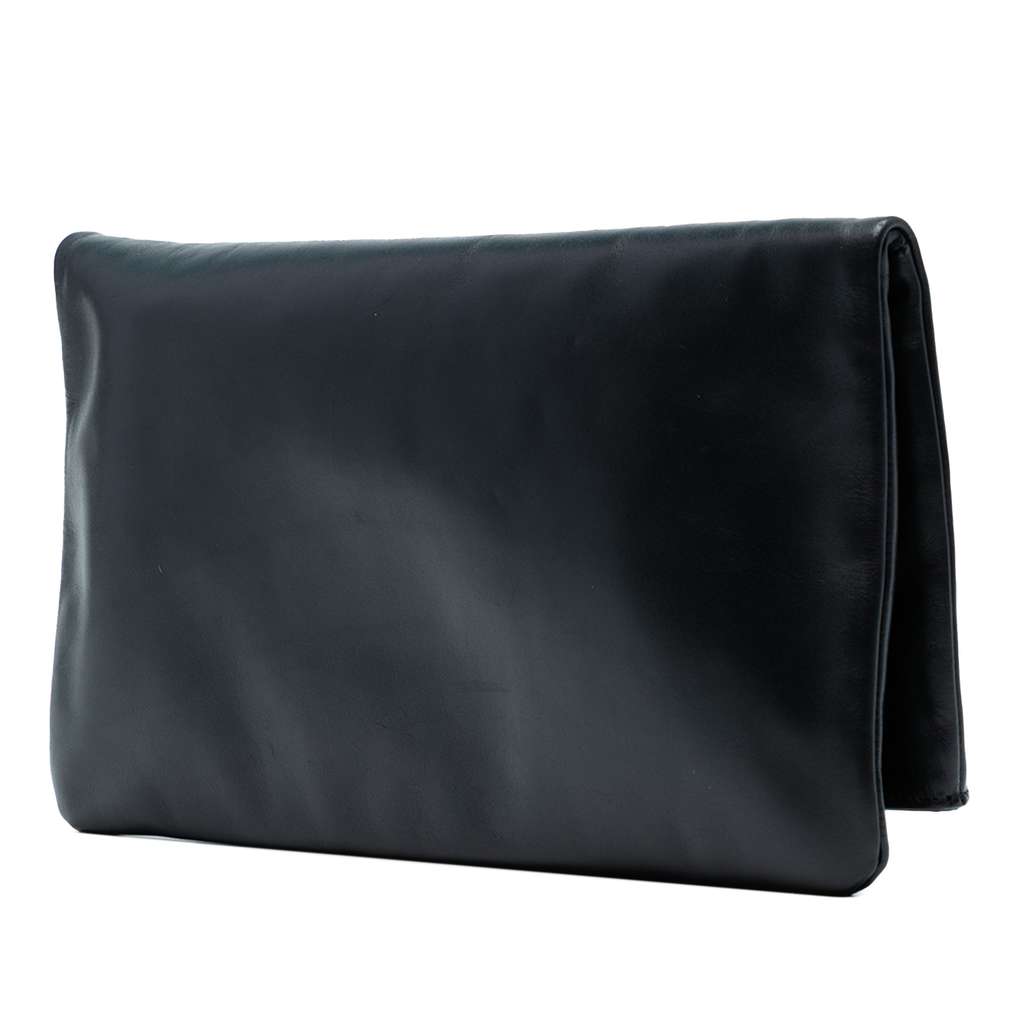 Saint Laurent Leather Letters Fold Over Clutch - Back view