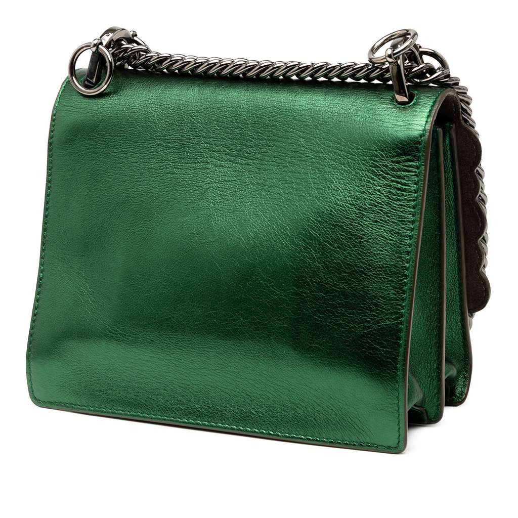 Fendi Small Leather Scalloped Kan I Crossbody - Back view