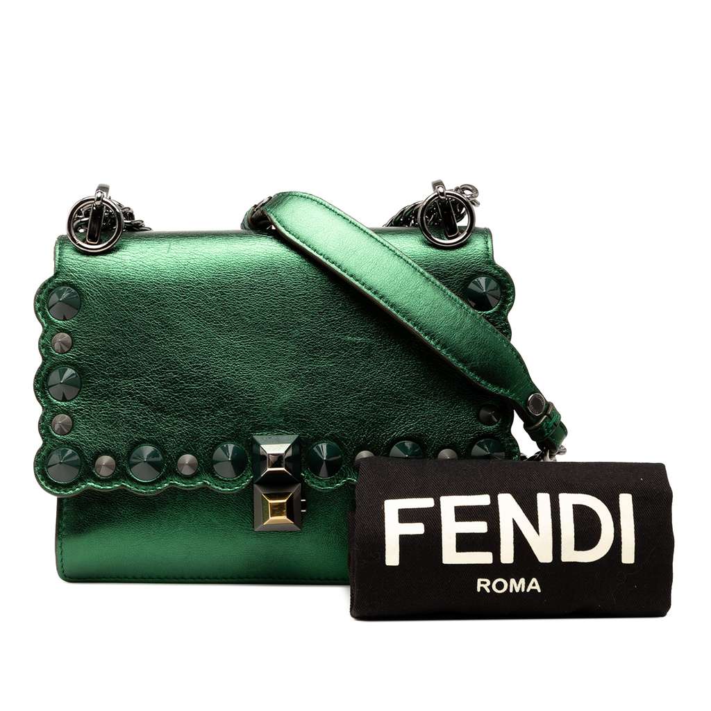 Fendi Small Leather Scalloped Kan I Crossbody - Image 10