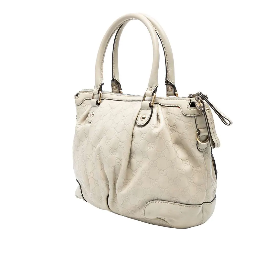 Gucci Guccissima Sukey Satchel White Leather Good - Back View
