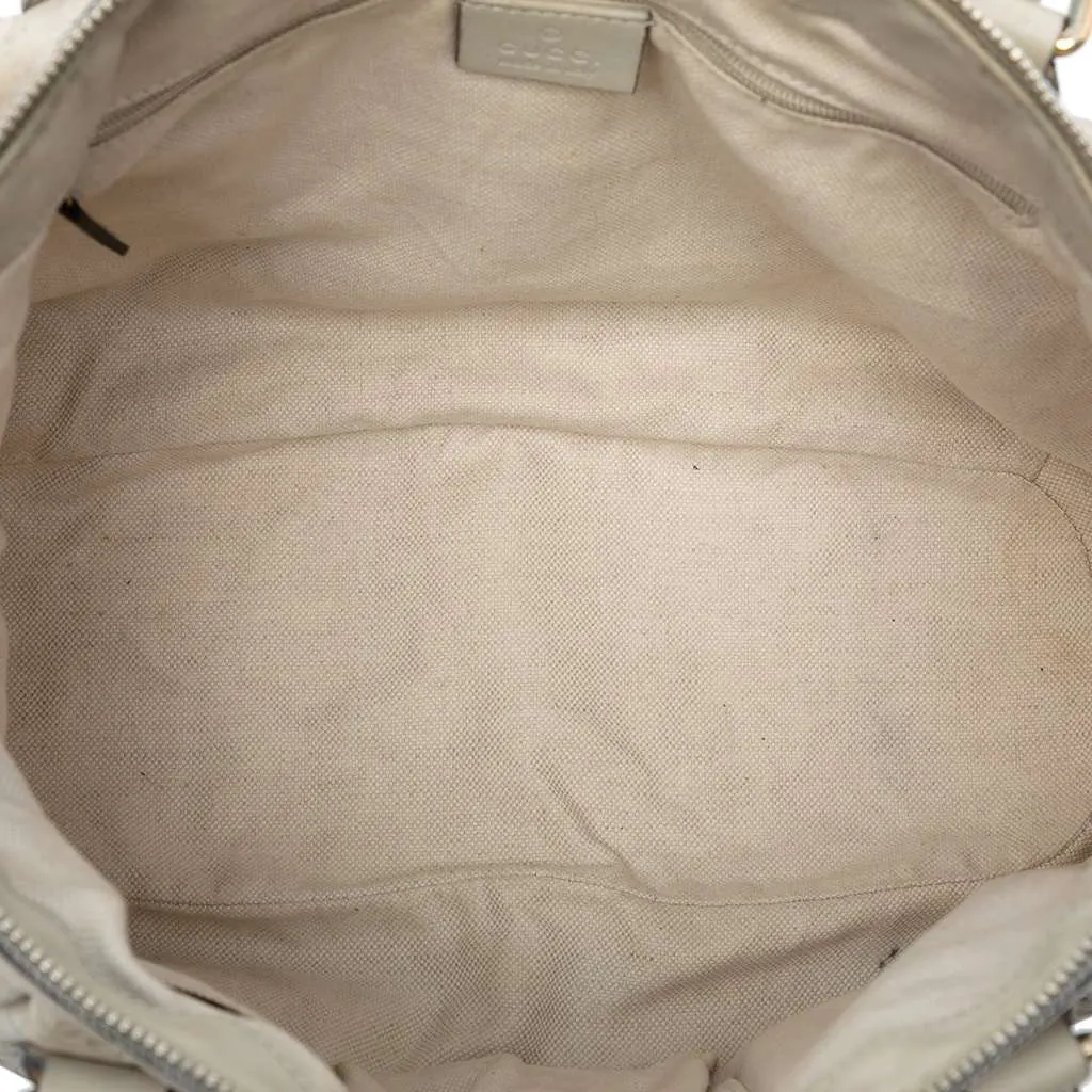 Gucci Guccissima Sukey Satchel White Leather Good - Model View