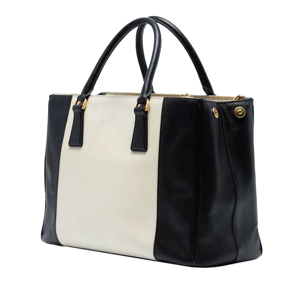 Prada Medium Bicolor Saffiano Lux Galleria Double Zip Satchel - Back view