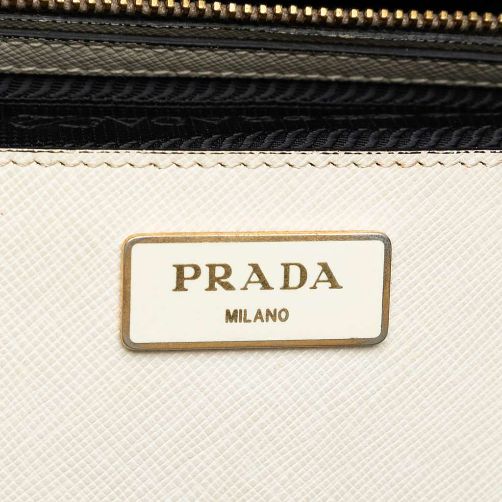 Prada Medium Bicolor Saffiano Lux Galleria Double Zip Satchel - Side view
