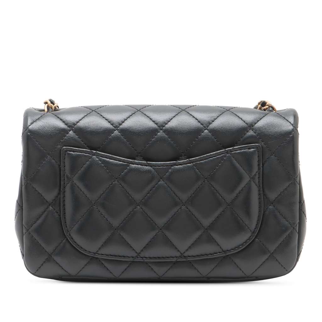 Chanel Mini Rectangular Classic Lambskin Romance Single Flap - Back view