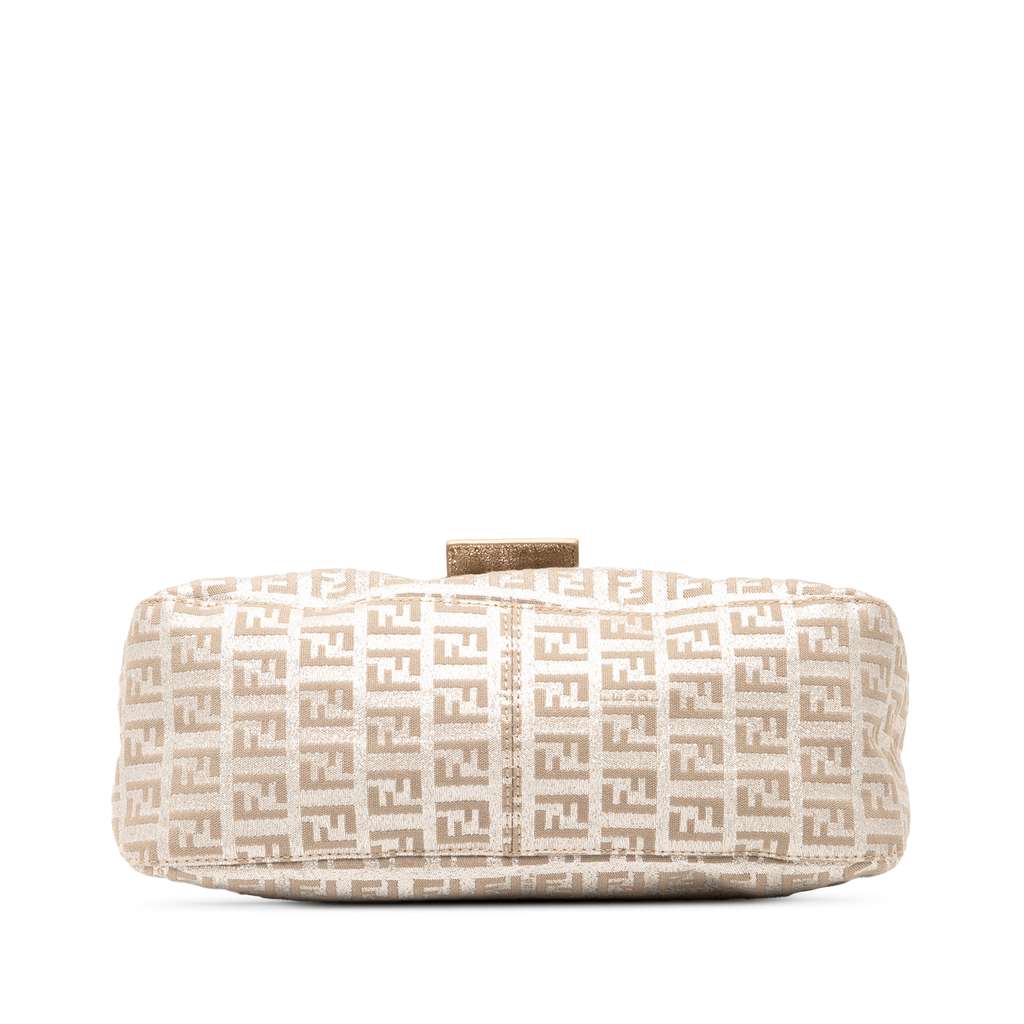 Fendi Zucchino Metallic Canvas Double Flap Shoulder Bag - Image 6