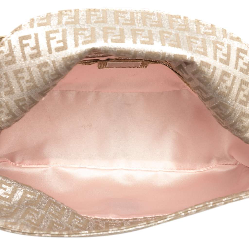 Fendi Zucchino Metallic Canvas Double Flap Shoulder Bag - 4