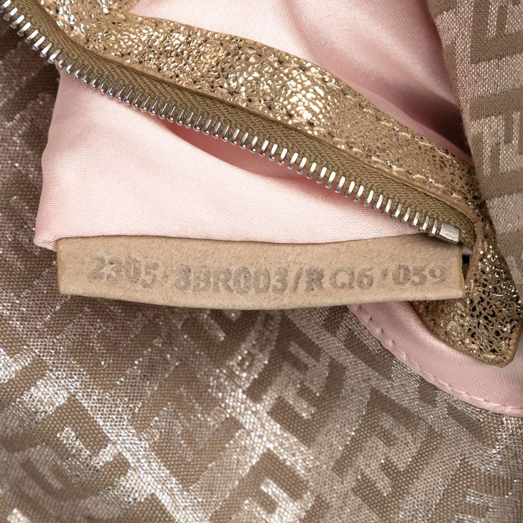 Fendi Zucchino Metallic Canvas Double Flap Shoulder Bag - Detail 1