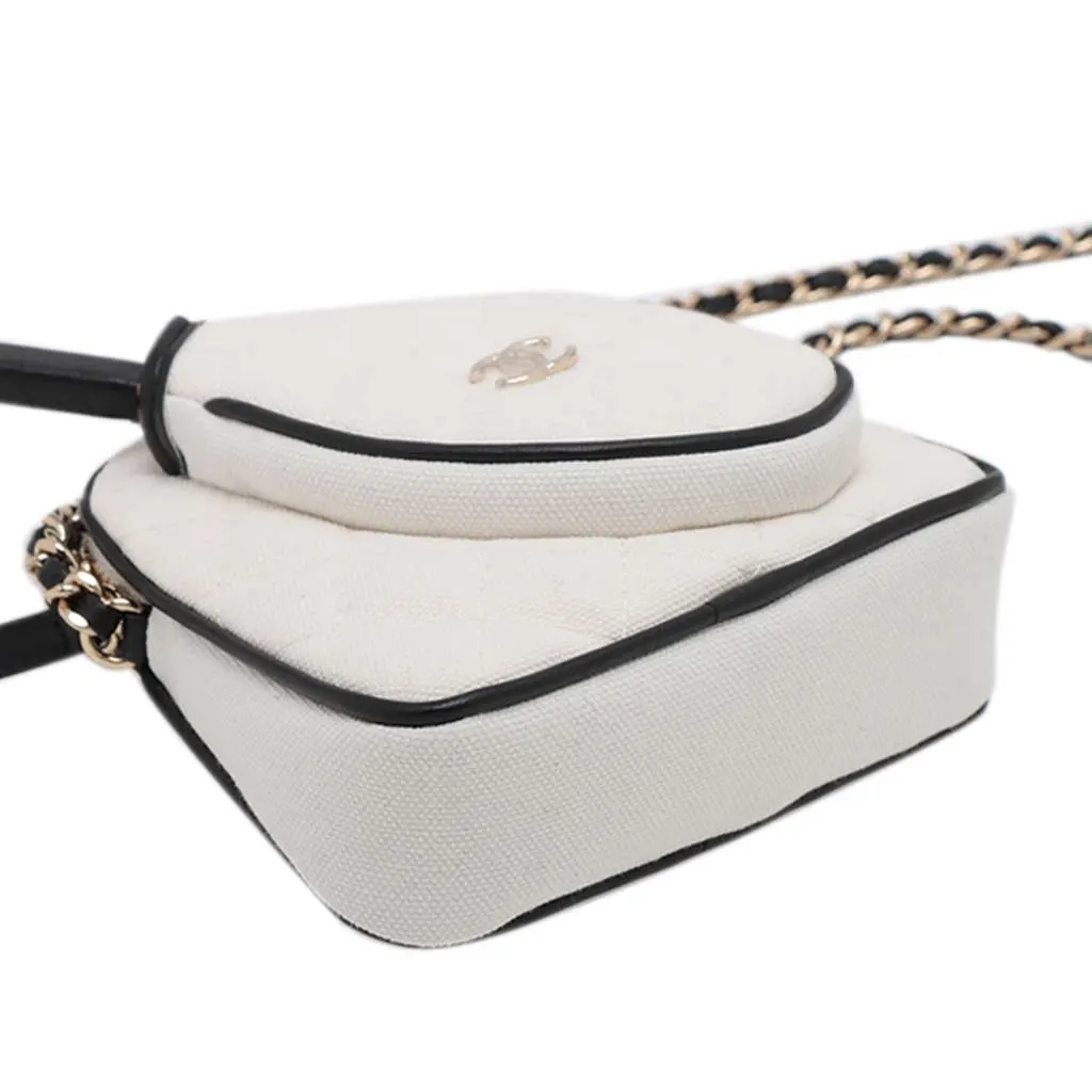 Chanel Coco Masters Mini Canvas Tennis Racket Bag White Canvas Good - Inside View