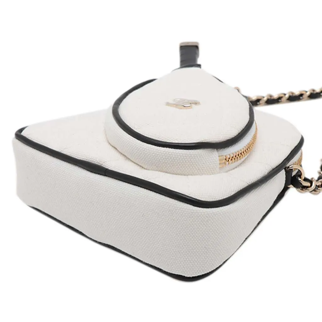 Chanel Coco Masters Mini Canvas Tennis Racket Bag White Canvas Good - Model View