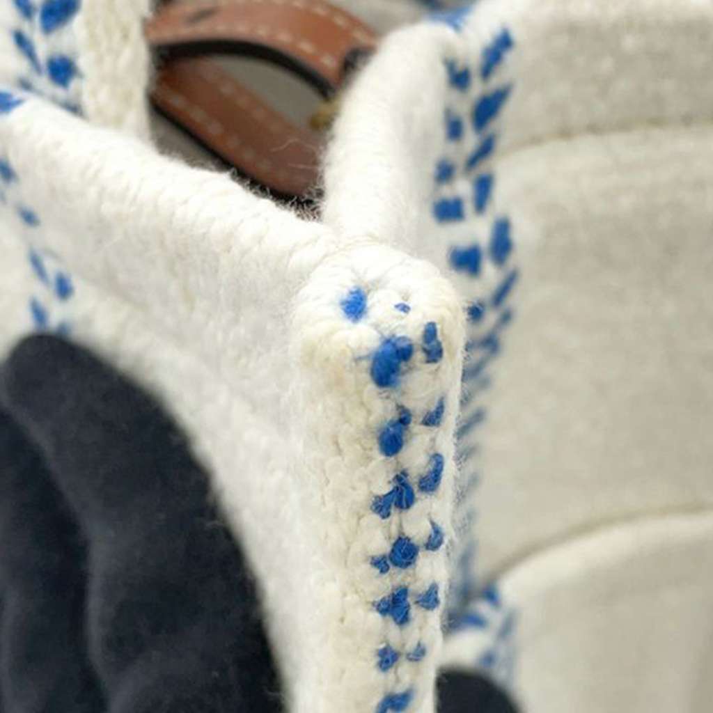 Celine Small Wool Cuir Triomphe Stripe Cabas Thais Satchel - Detail 1