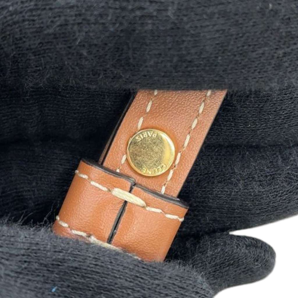 Celine Small Wool Cuir Triomphe Stripe Cabas Thais Satchel - Image 12