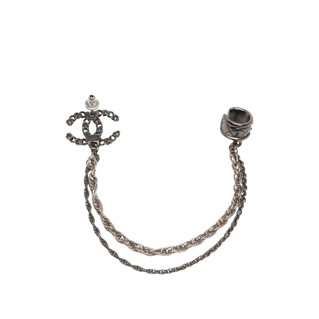 Chanel Silver CC Single Cuff Push Back Earring