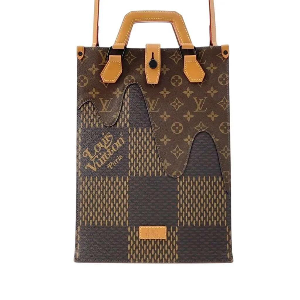Louis Vuitton Nigo Giant Damier Ebene Monogram Mini Tote Brown Good - Front View