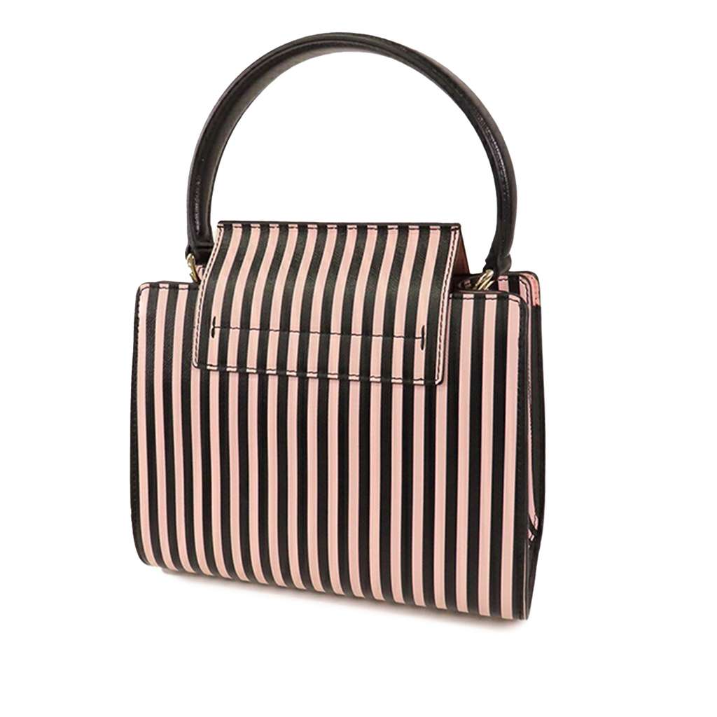 Salvatore Ferragamo Striped Leather Vara Bow Top Handle Bag - Back view