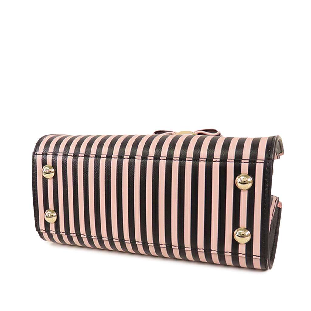 Salvatore Ferragamo Striped Leather Vara Bow Top Handle Bag - Image 6