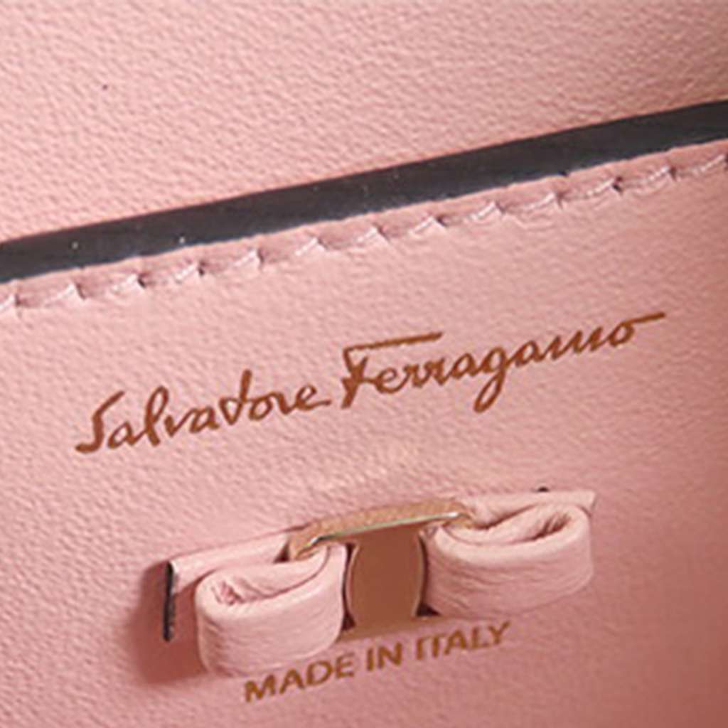 Salvatore Ferragamo Striped Leather Vara Bow Top Handle Bag - Side view