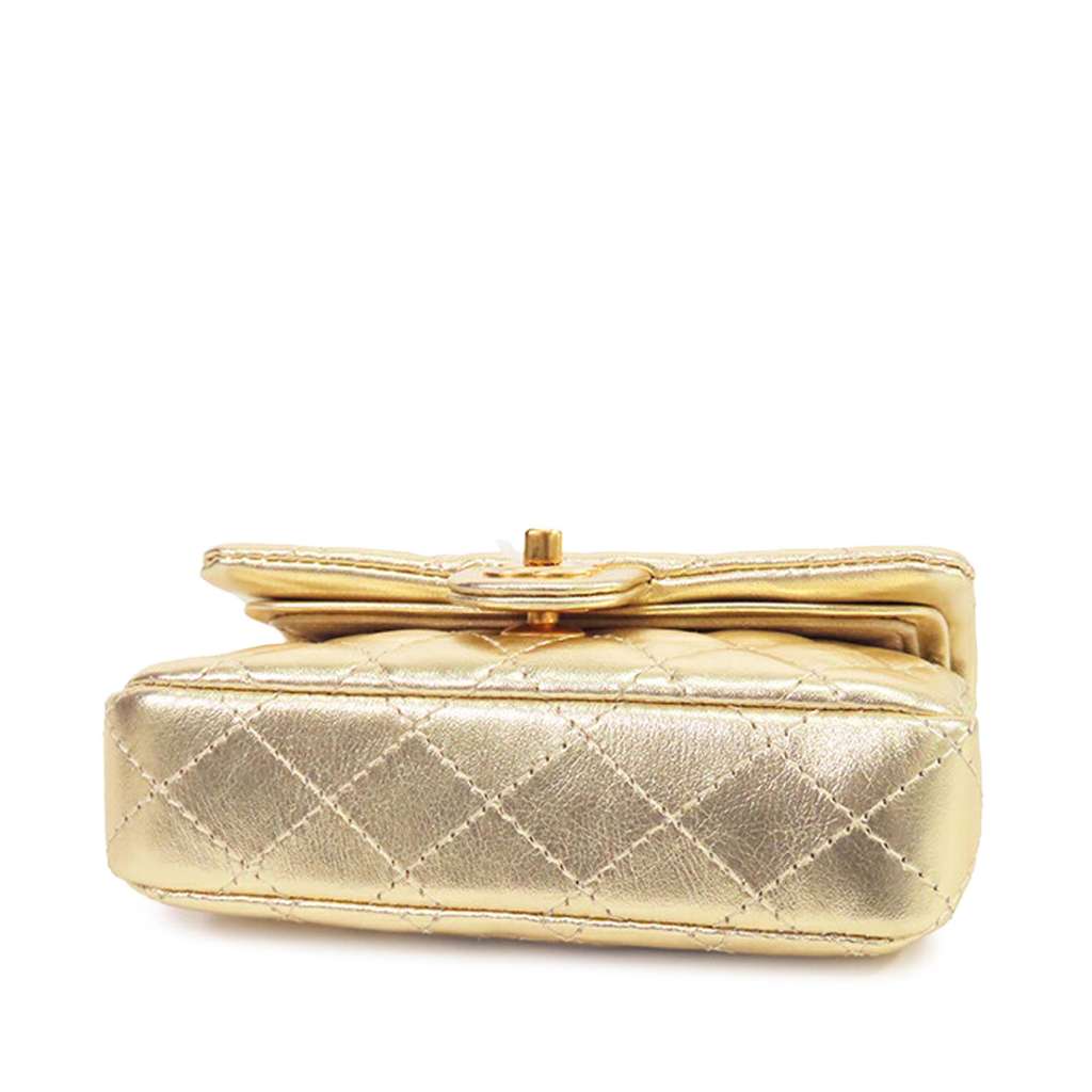 Chanel Mini Classic Metallic Calfskin Charm Double Flap - 3
