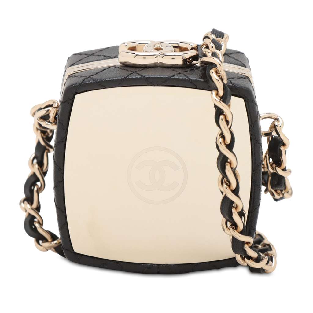 Chanel Quilted Lambskin Make-Up Box Clutch With Chain