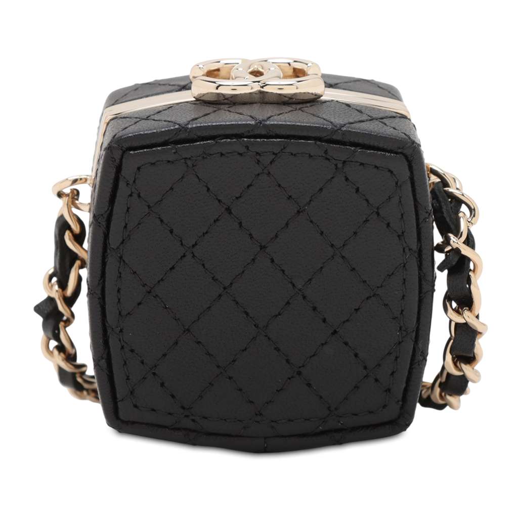 Chanel Quilted Lambskin Make-Up Box Clutch With Chain - Back view