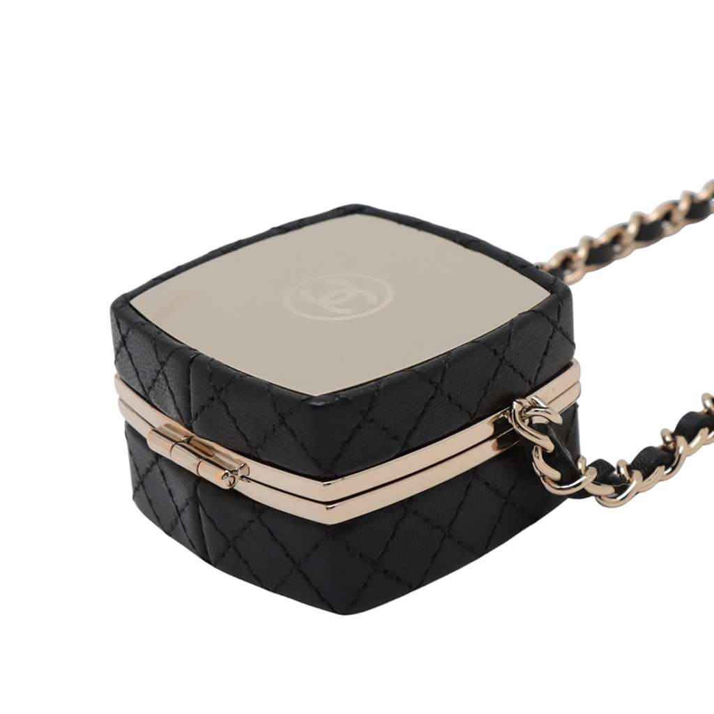 Chanel Quilted Lambskin Make-Up Box Clutch With Chain - Side view