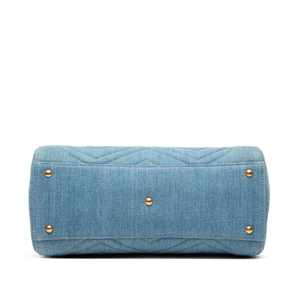 Gucci Small GG Marmont Matelasse Denim Pearly Satchel - Image 6