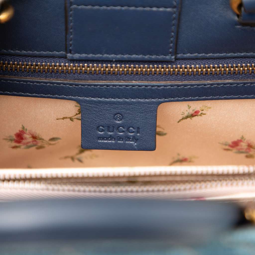 Gucci Small GG Marmont Matelasse Denim Pearly Satchel - Side view