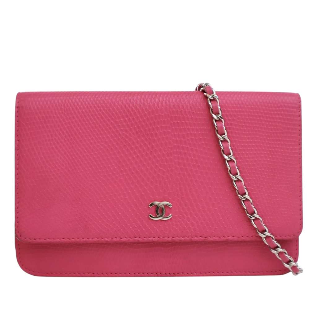 Chanel CC Lizard Embossed Calfskin Wallet On Chain