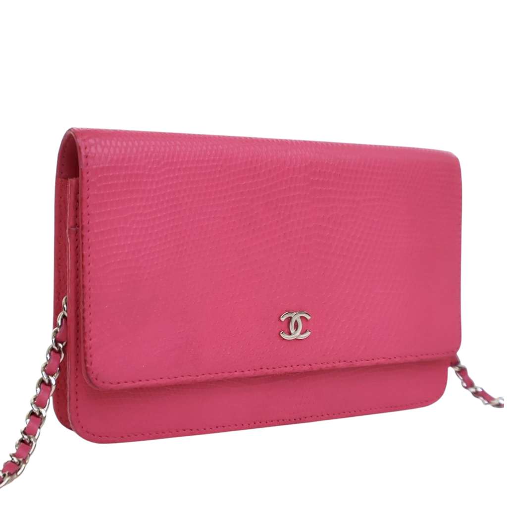 Chanel CC Lizard Embossed Calfskin Wallet On Chain - Back view
