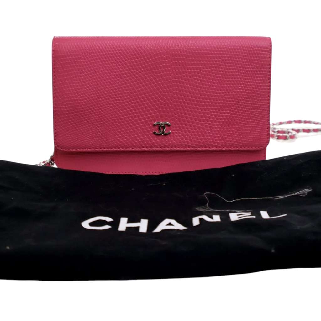Chanel CC Lizard Embossed Calfskin Wallet On Chain - Image 14
