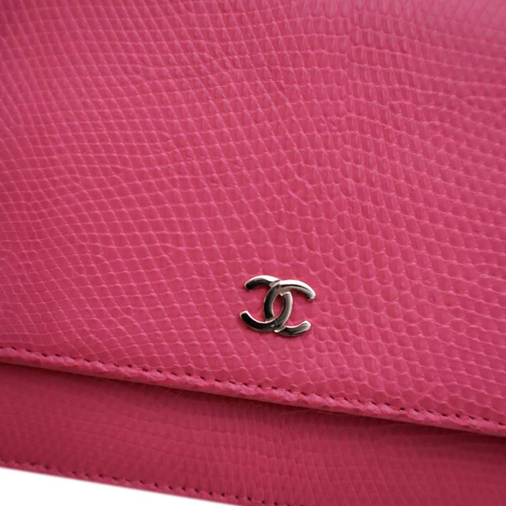 Chanel CC Lizard Embossed Calfskin Wallet On Chain - Detail 2