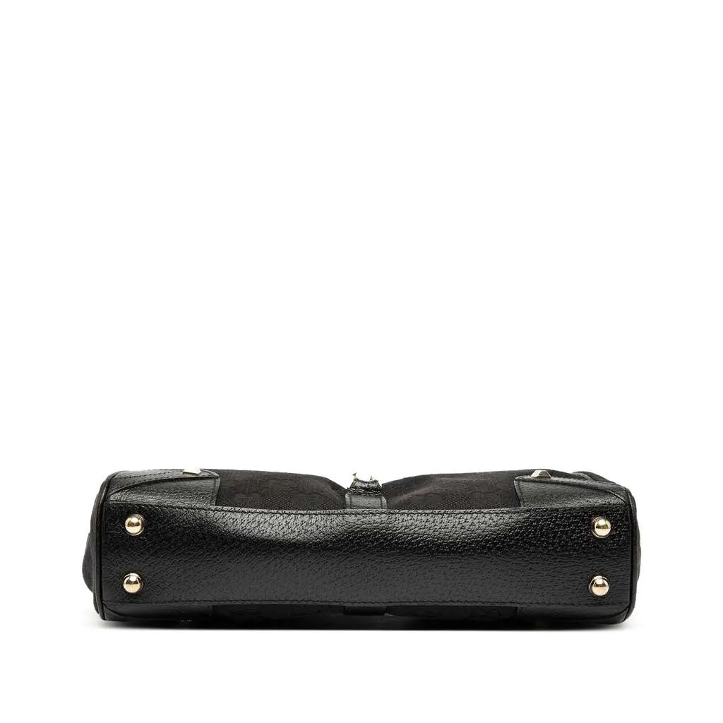 Gucci GG Canvas Nailhead Jackie Bardot Shoulder Bag Black Canvas Good - Inside View
