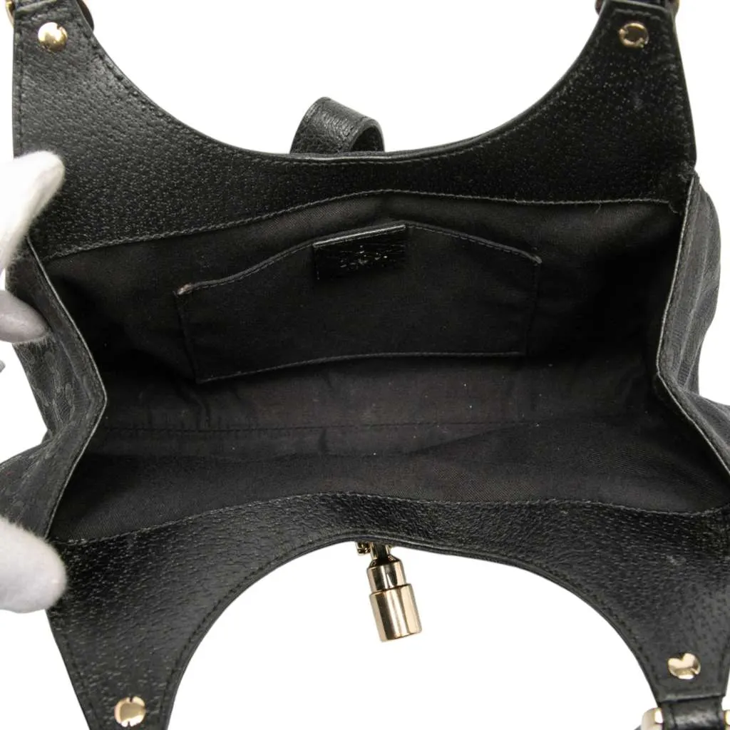 Gucci GG Canvas Nailhead Jackie Bardot Shoulder Bag Black Canvas Good - Model View