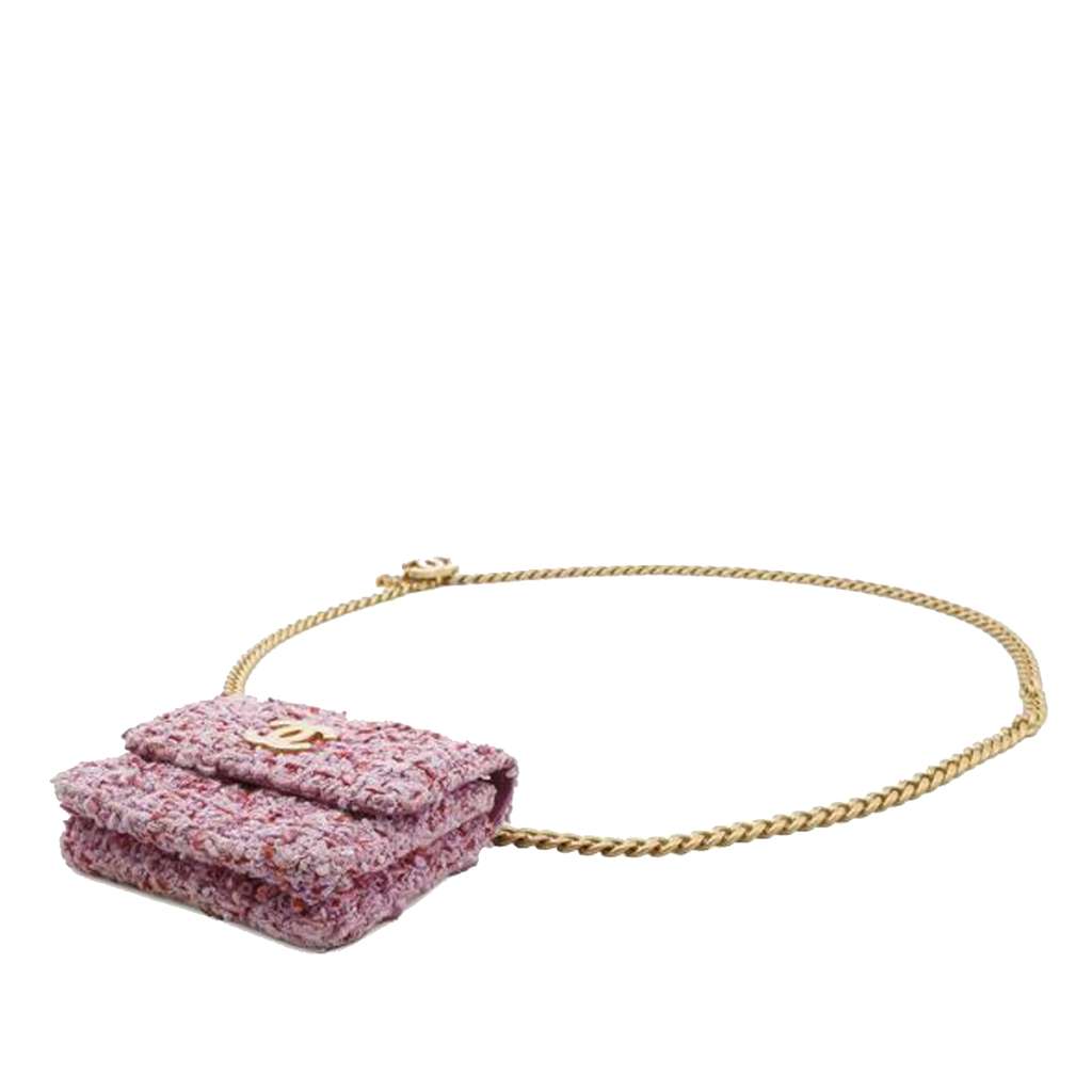 Chanel CC Quilted Tweed Flap Chain Belt Bag - 3
