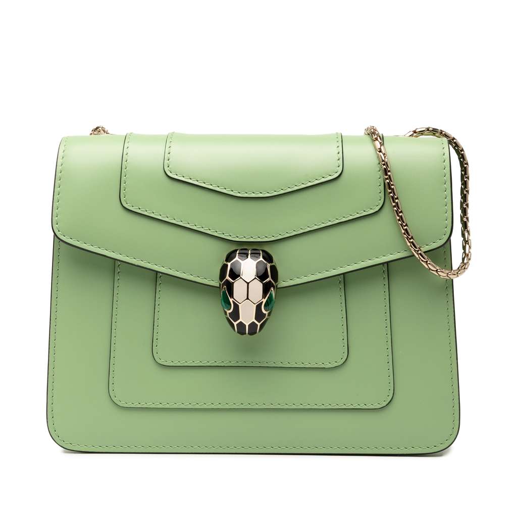 Bvlgari Small Leather Square Serpenti Forever Chain Crossbody