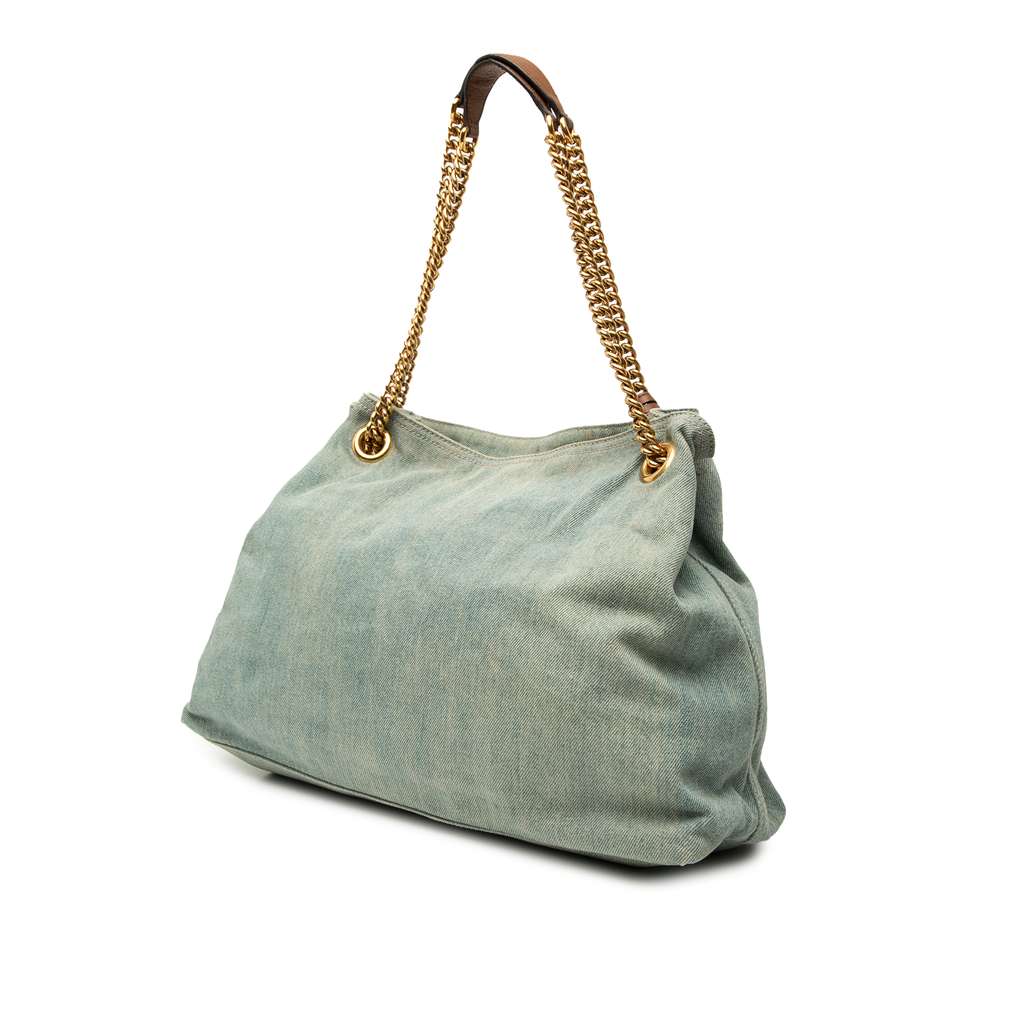 Gucci Medium Denim Soho Chain Tote - Back view