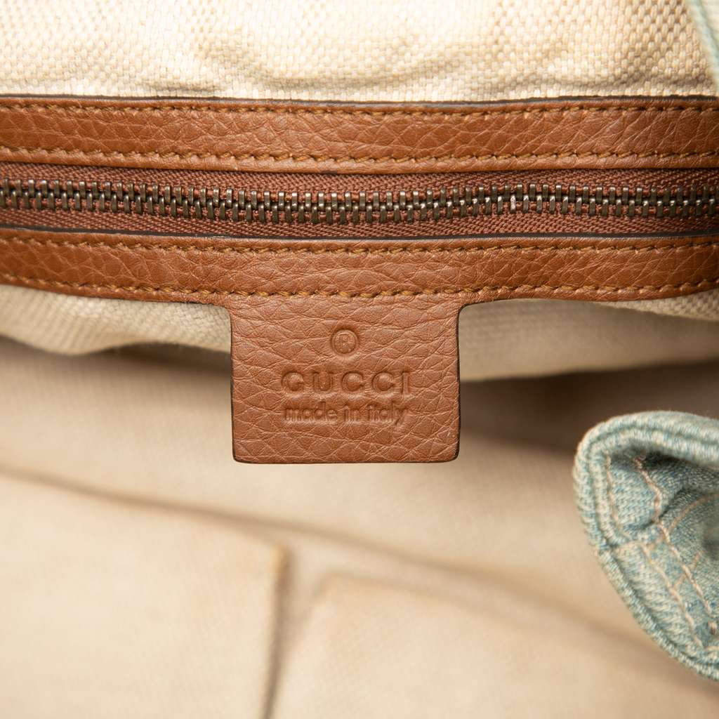 Gucci Medium Denim Soho Chain Tote - Side view